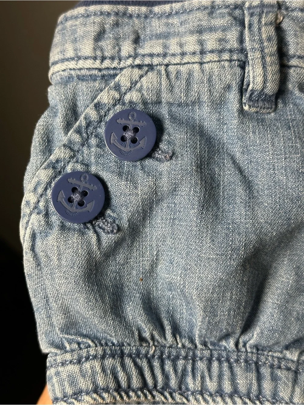 Baby GAP // Chambray Bubble Shorts Anchor Buttons 3-6 Months Blue Bloomer